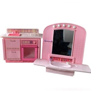 Vintage Partial Barbie Kitchen Sink/Dishwasher & Vanity Sink (1991 & 1993)